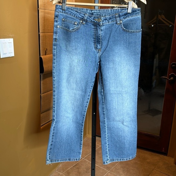 Vintage Lily Pulitzer Crop Rhinestone Palm Tree Jeans Size 6 - Picture 1 of 7